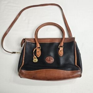 Vintage Dooney & Bourke Purse Satchel Crossbody Bag All Weather USA Black Tan